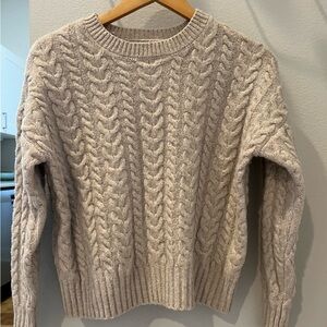 JOIE Beige Cable Knit Crewneck Sweater Small